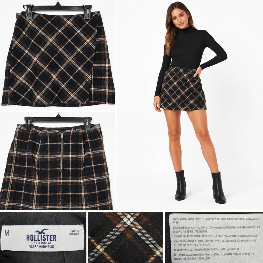 Hollister Plaid Mini Skirt Ultra High Rise Size M